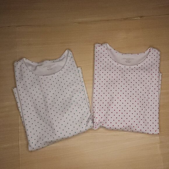 Appleseed's Petite Pink Teal Polka-dot Knit Shirt Bundle MP - Picture 1 of 8